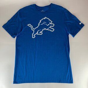 Detroit Lions NFL Blue Nike Short Sleeve Crewneck Shirt Mens Large